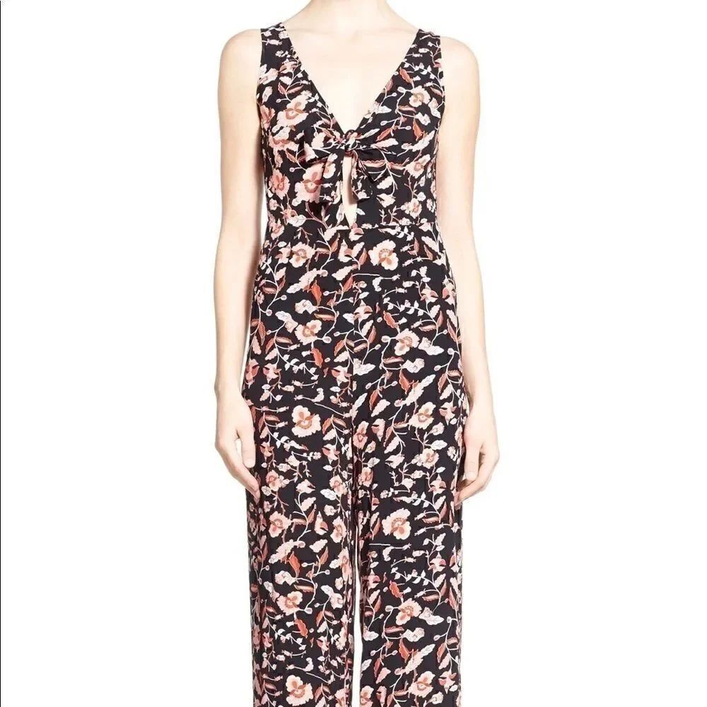 MINKPINK crafty critters floral tie front jumpsuit